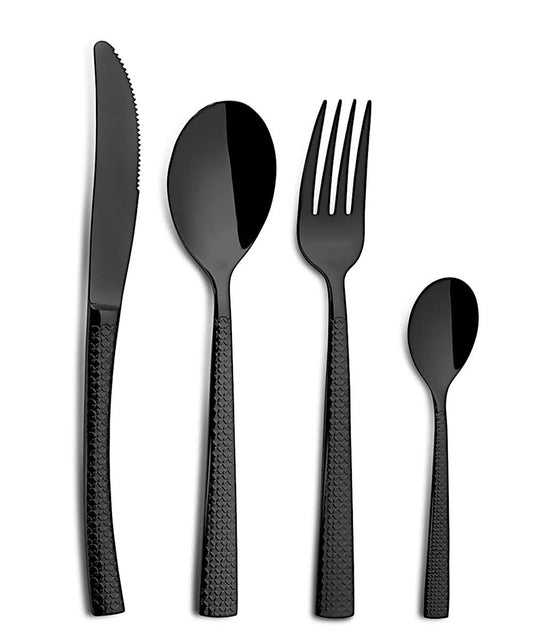 COMAS Besteck-Set HIDRAULIC Satin Black - 24 Teile Edelstahl 18/10 - 3 mm / Tafelbesteck