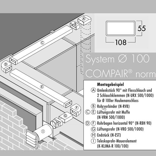N-RBV 90 Rohrbogen vertikal 90° / COMPAIR norm System Ø 100 – Bild 3
