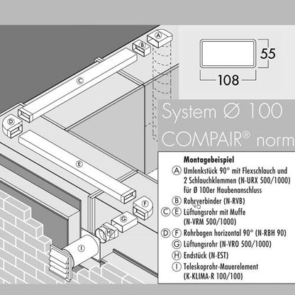 N-RBV 90 Rohrbogen vertikal 90° / COMPAIR norm System Ø 100 – Bild 3