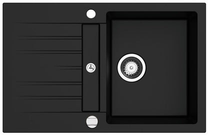 NABER Spüle CORTO 780 in NERO ASSOLUTO mit Excenterbedienung / Cin-Nagranit / Granitspüle