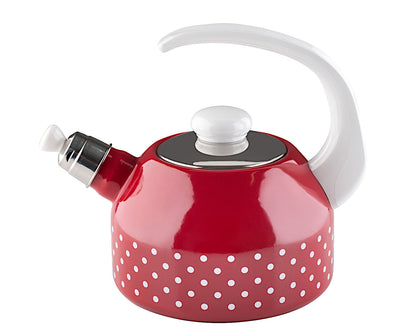 RIESS 0543-077 Flötenkessel Plus 2 Liter, Country, Pünktchen Rot / Wasserkessel