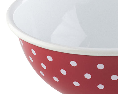 RIESS 0304-077 Küchenschüssel 16 cm, 0,75 L, Emaille, Country, Pünktchen Rot / Müslischale – Bild 2