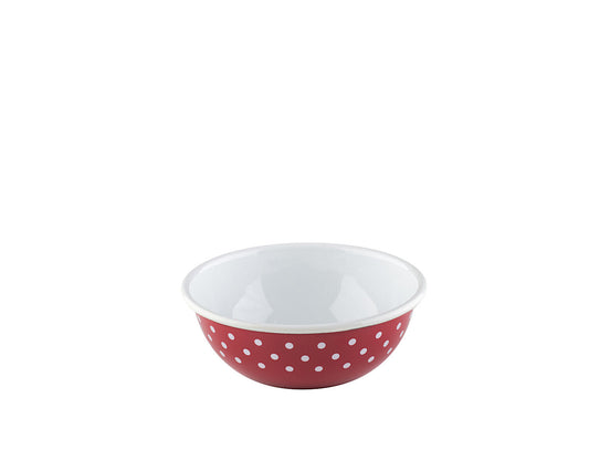 RIESS 0304-077 Küchenschüssel 16 cm, 0,75 L, Emaille, Country, Pünktchen Rot / Müslischale