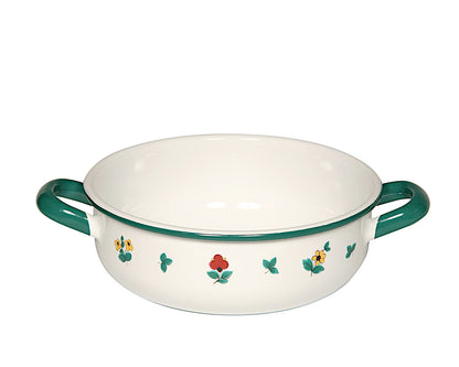RIESS 0443-049 Bauernschüssel 14 cm, 0,85 L, Emaille, Country, Gmundner Streublumen / Müslischale