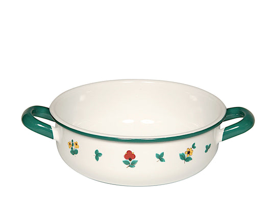 RIESS 0443-049 Bauernschüssel 14 cm, 0,85 L, Emaille, Country, Gmundner Streublumen / Müslischale