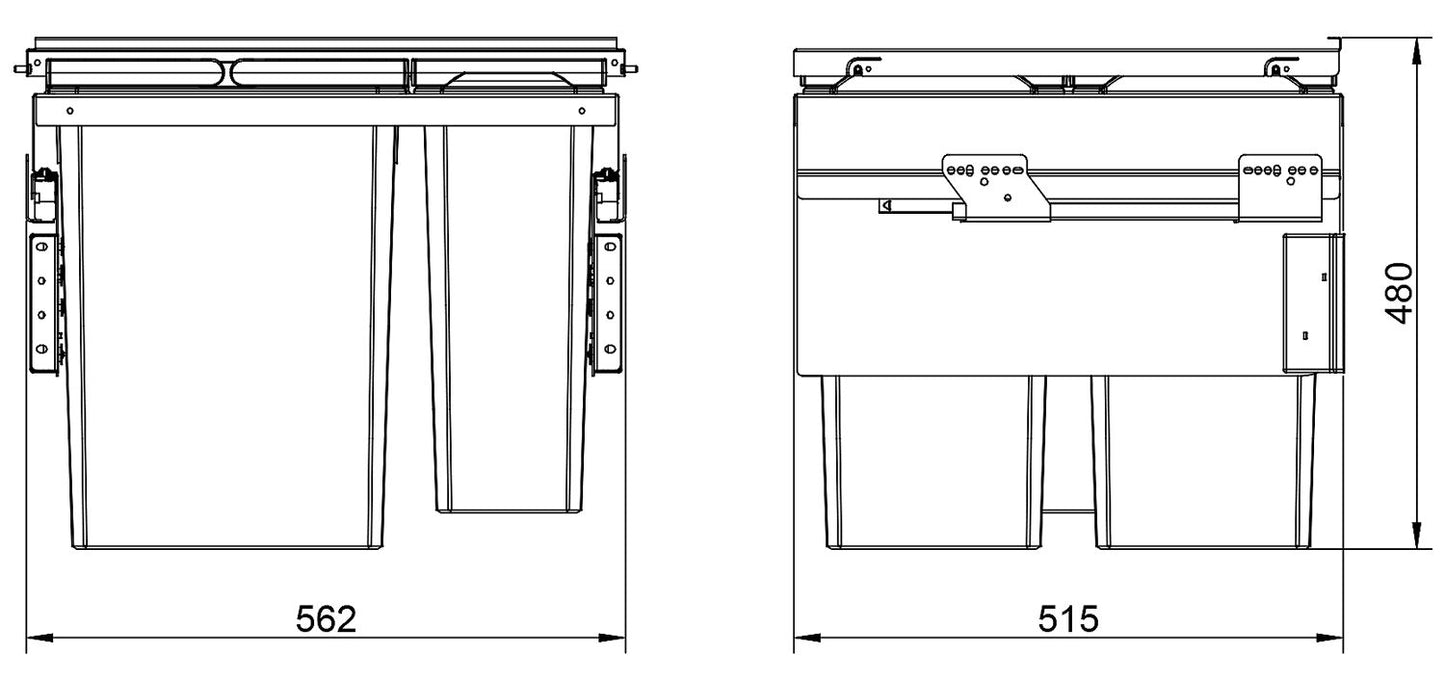 NABER 8012384 Abfallsammler COX CLAN 490/600-3 mit 80 (2x 29,5 + 1x21) Liter Volumen / für 60 cm Schrankbreite – Bild 4