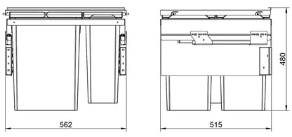NABER 8012384 Abfallsammler COX CLAN 490/600-3 mit 80 (2x 29,5 + 1x21) Liter Volumen / für 60 cm Schrankbreite – Bild 4
