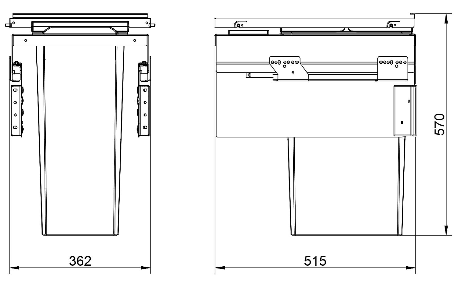 NABER 8012387 Abfallsammler COX CLAN 580/400-2 mit 36,2 Liter Volumen / für 40 cm Schrankbreite – Bild 4