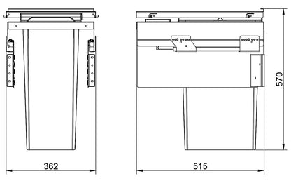 NABER 8012387 Abfallsammler COX CLAN 580/400-2 mit 36,2 Liter Volumen / für 40 cm Schrankbreite – Bild 4