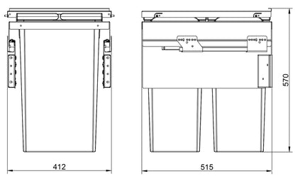 NABER 8012388 Abfallsammler COX CLAN 580/450-2 mit 70 Liter Volumen / für 45 cm Schrankbreite – Bild 4