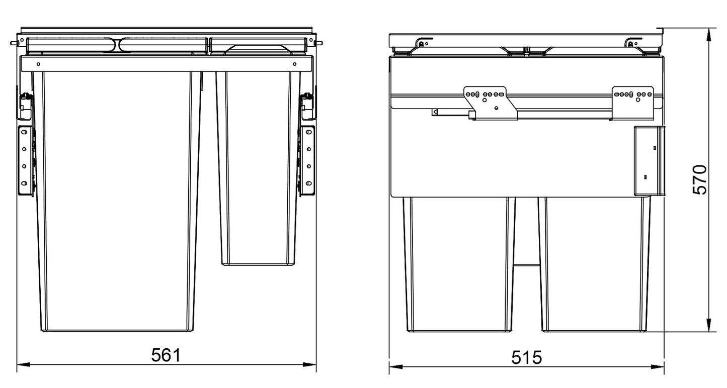 NABER 8012391 Abfallsammler COX CLAN 580/600-3 mit 91 Liter Volumen / für 60 cm Schrankbreite – Bild 2