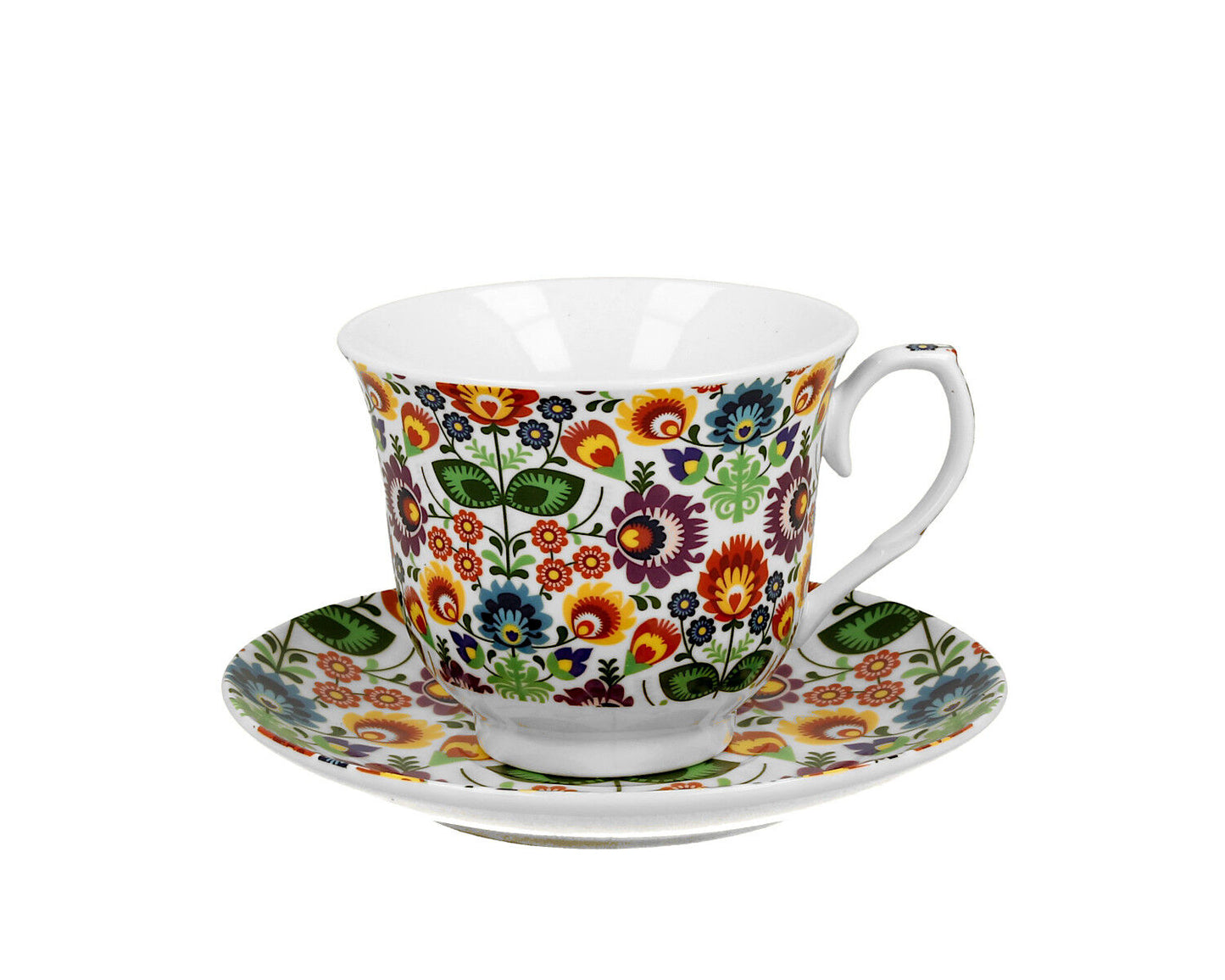 DUO CROCUS Kollektion Tasse 250 ml LOWICZ mit Untertasse, New Bone China Porzellan