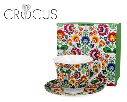 DUO CROCUS Kollektion Tasse 250 ml LOWICZ mit Untertasse, New Bone China Porzellan – Bild 3