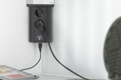 EVOLINE® V-PORT USB A 8031150 2-fach-Steckdosenelement, edelstahl