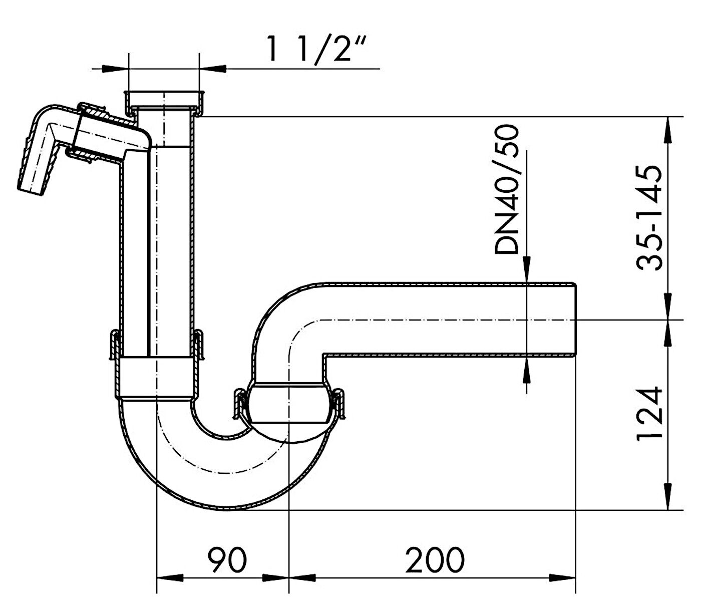 Kugelgelenksiphon - 1 / Spülen-Ablaufverbindung / Siphon / Geschirrspülmaschinenanschluss – Bild 2