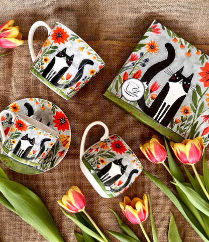 10er SET DUO ANIMALS Becher 610 ml CAT'S WORLD - MEADOW aus Bone China Porzellan – Bild 6