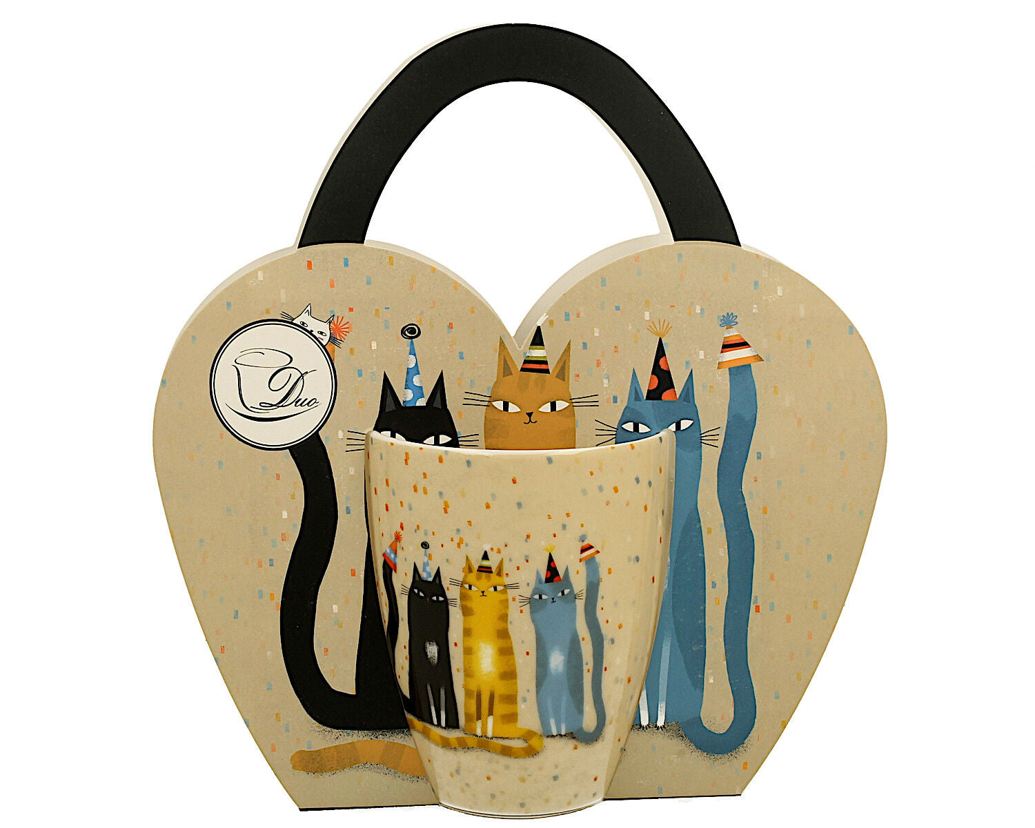 DUO ANIMALS Becher 360 ml CAT'S WORLD - PARTY in Tragetasche, New Bone China Porzellan – Bild 3