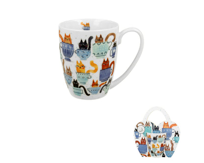 10er SET DUO ANIMALS Klassischer Becher 360 ml CAT'S WORLD - Teacup Cats aus Bone China Porzellan – Bild 4