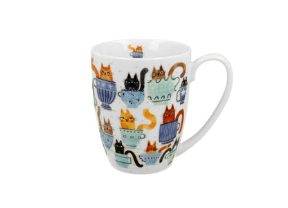 DUO ANIMALS Klassischer Becher 360 ml CAT'S WORLD - Teacup Cats aus Bone China Porzellan