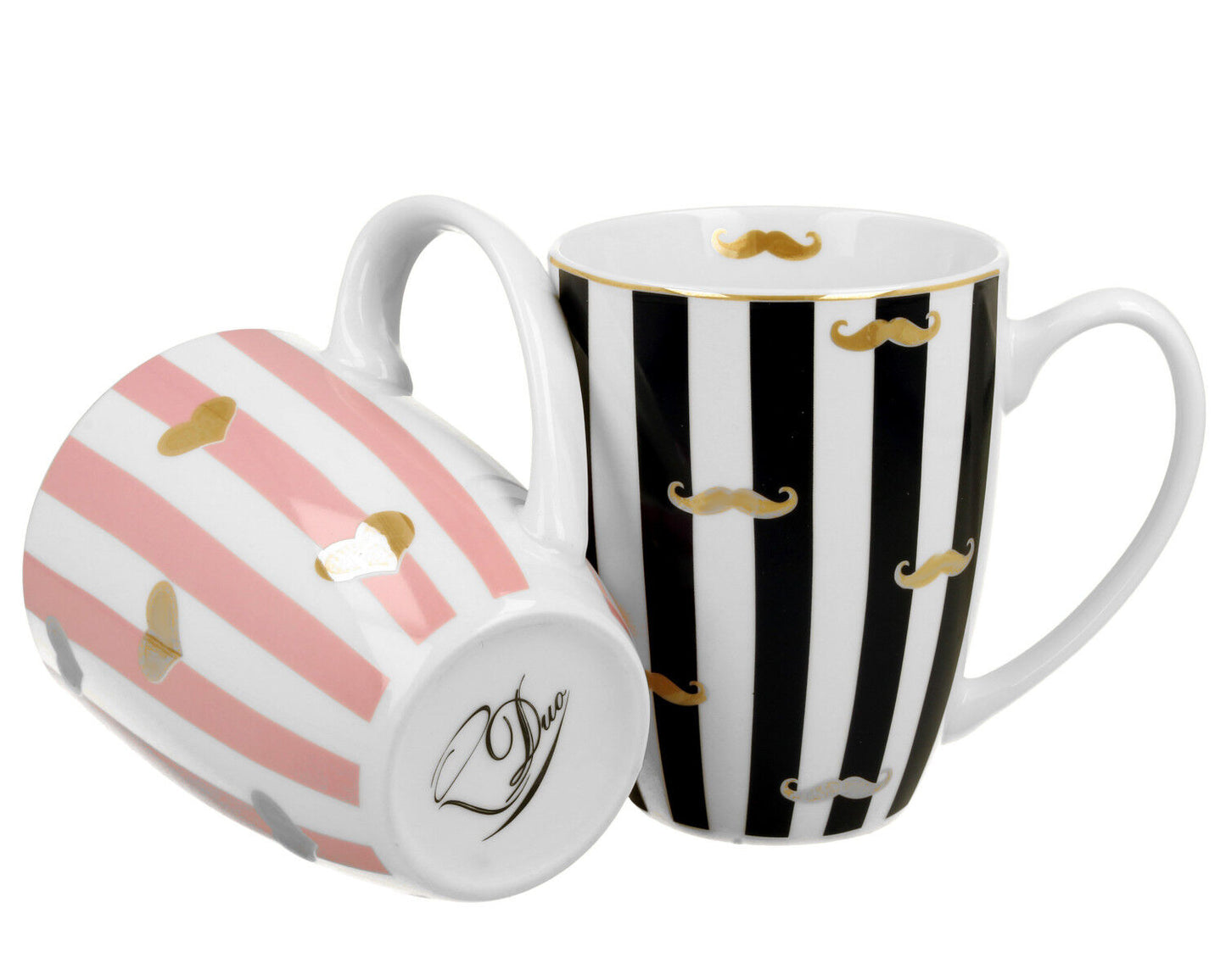 DUO 2er SET Becher 360 ml MOUSTACHE & SMALL HEARTS - New Bone China Porzellan – Bild 2