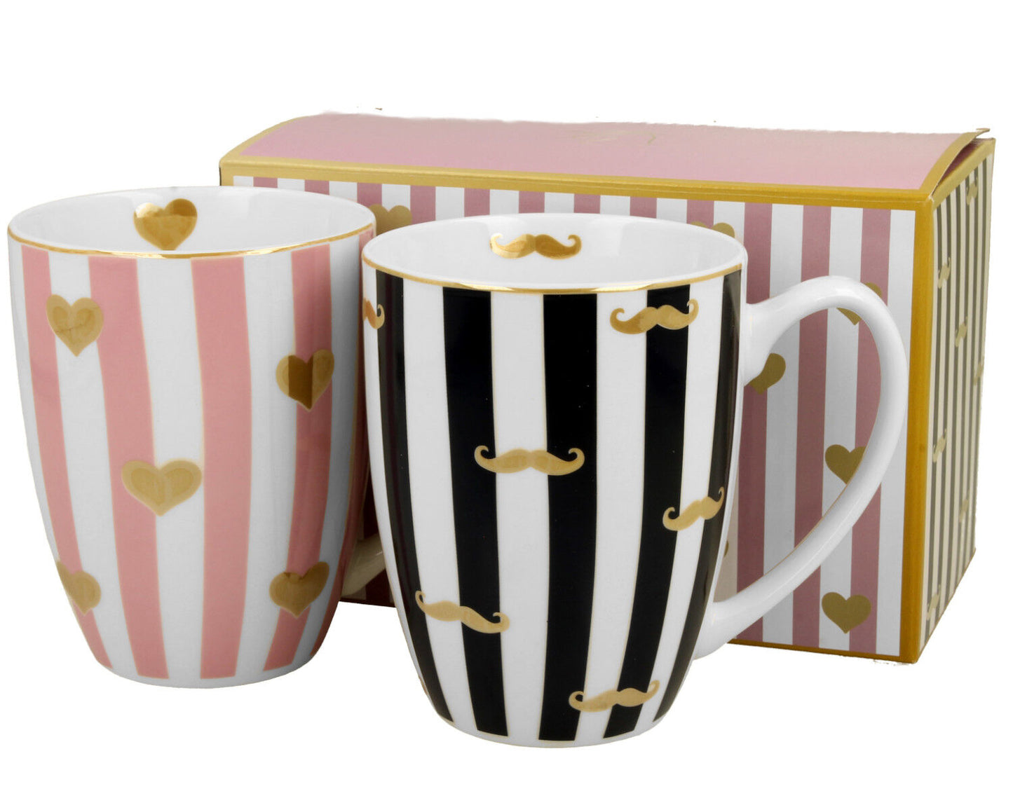 DUO 2er SET Becher 360 ml MOUSTACHE & SMALL HEARTS - New Bone China Porzellan – Bild 3