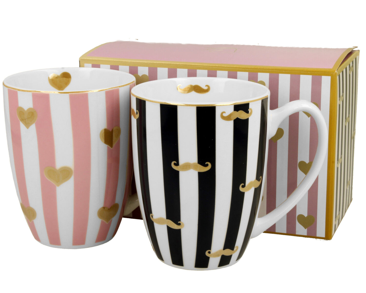 DUO 2er SET Becher 360 ml MOUSTACHE & SMALL HEARTS - New Bone China Porzellan – Bild 3