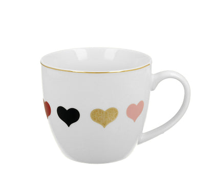 DUO HEARTS Becher 460 ml 4 HEARTS in Tragetasche, New Bone China Porzellan