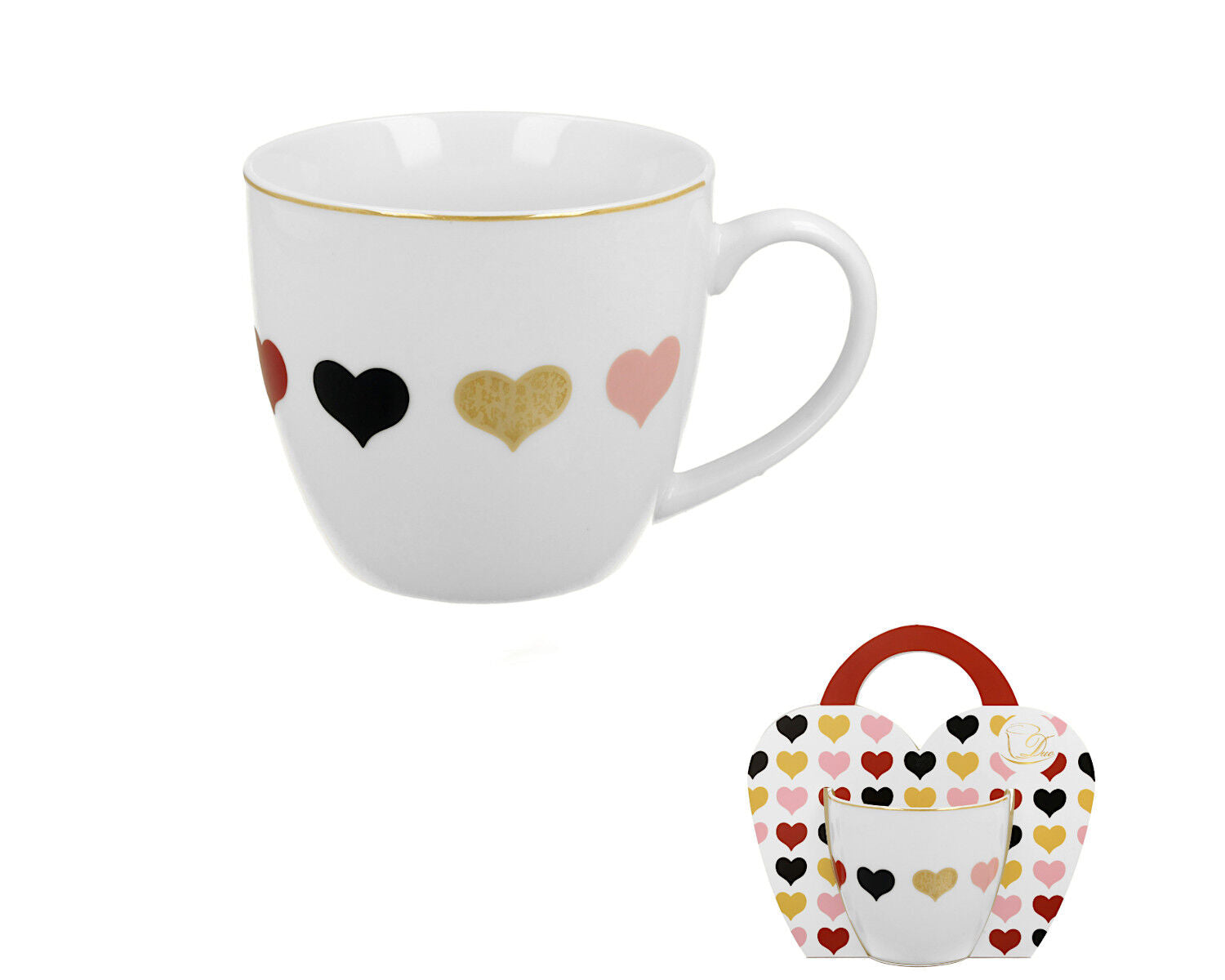 DUO HEARTS Becher 460 ml 4 HEARTS in Tragetasche, New Bone China Porzellan – Bild 2