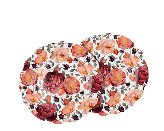 DUO EXCLUSIVE Dessertteller 2er Set SPRING ROSES WHITE aus New Bone China Porzellan
