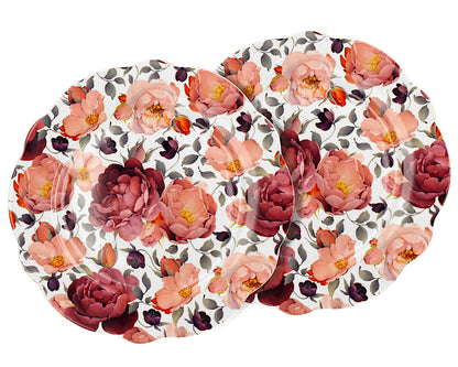 DUO EXCLUSIVE Speiseteller 2er Set SPRING ROSES WHITE aus New Bone China Porzellan