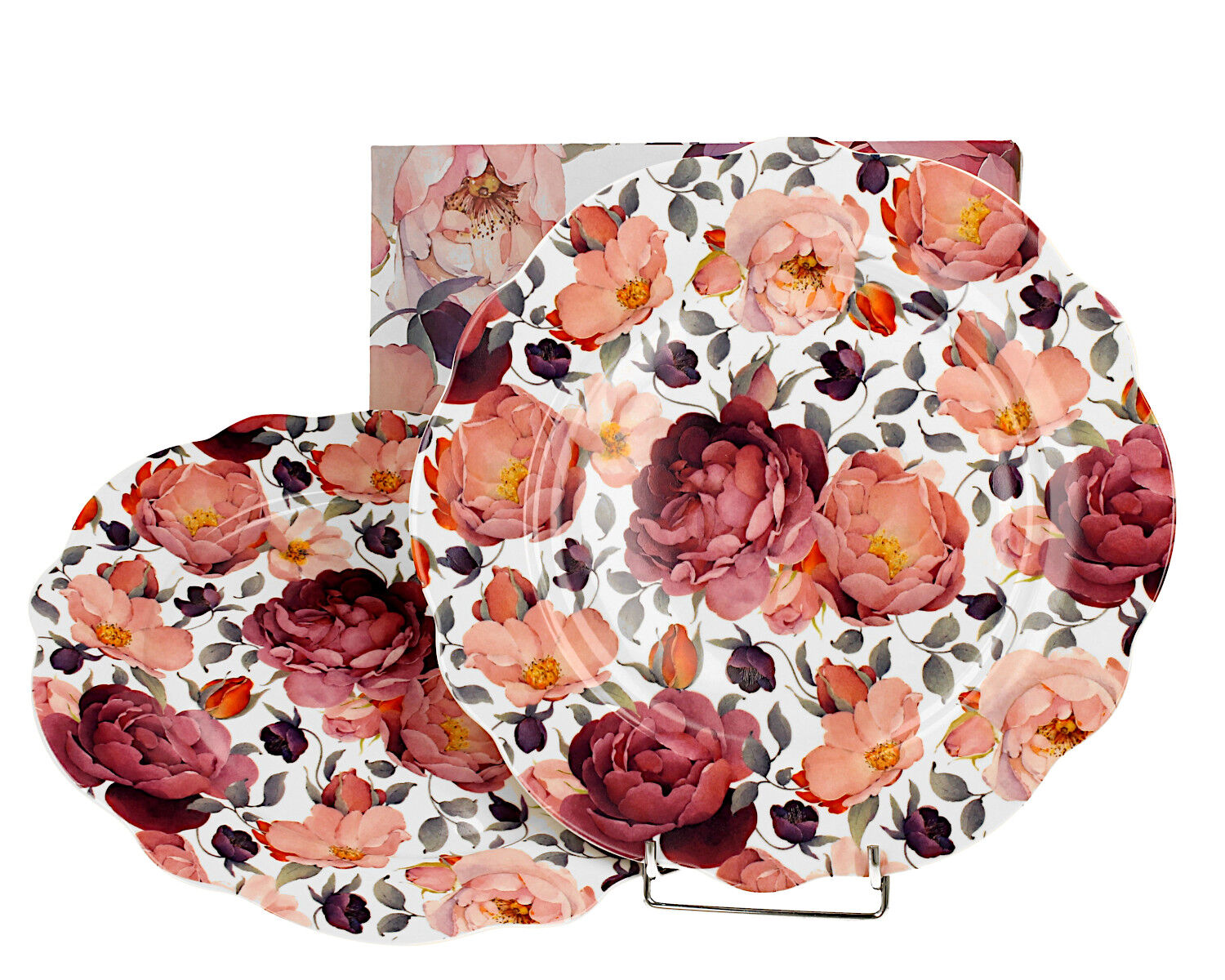 DUO EXCLUSIVE Speiseteller 2er Set SPRING ROSES WHITE aus New Bone China Porzellan – Bild 3