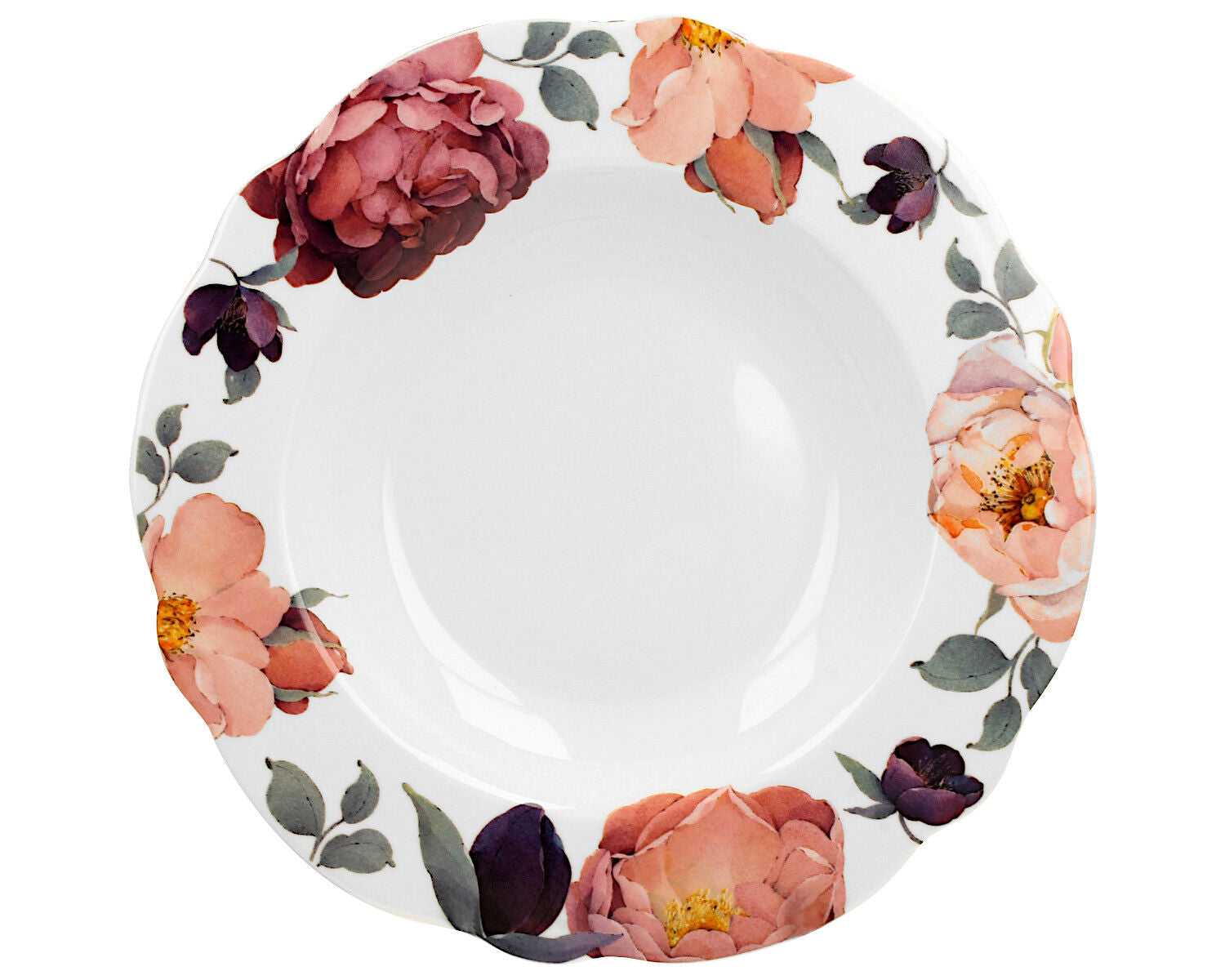 DUO EXCLUSIVE Suppenteller 2er Set SPRING ROSES WHITE aus New Bone China Porzellan – Bild 2