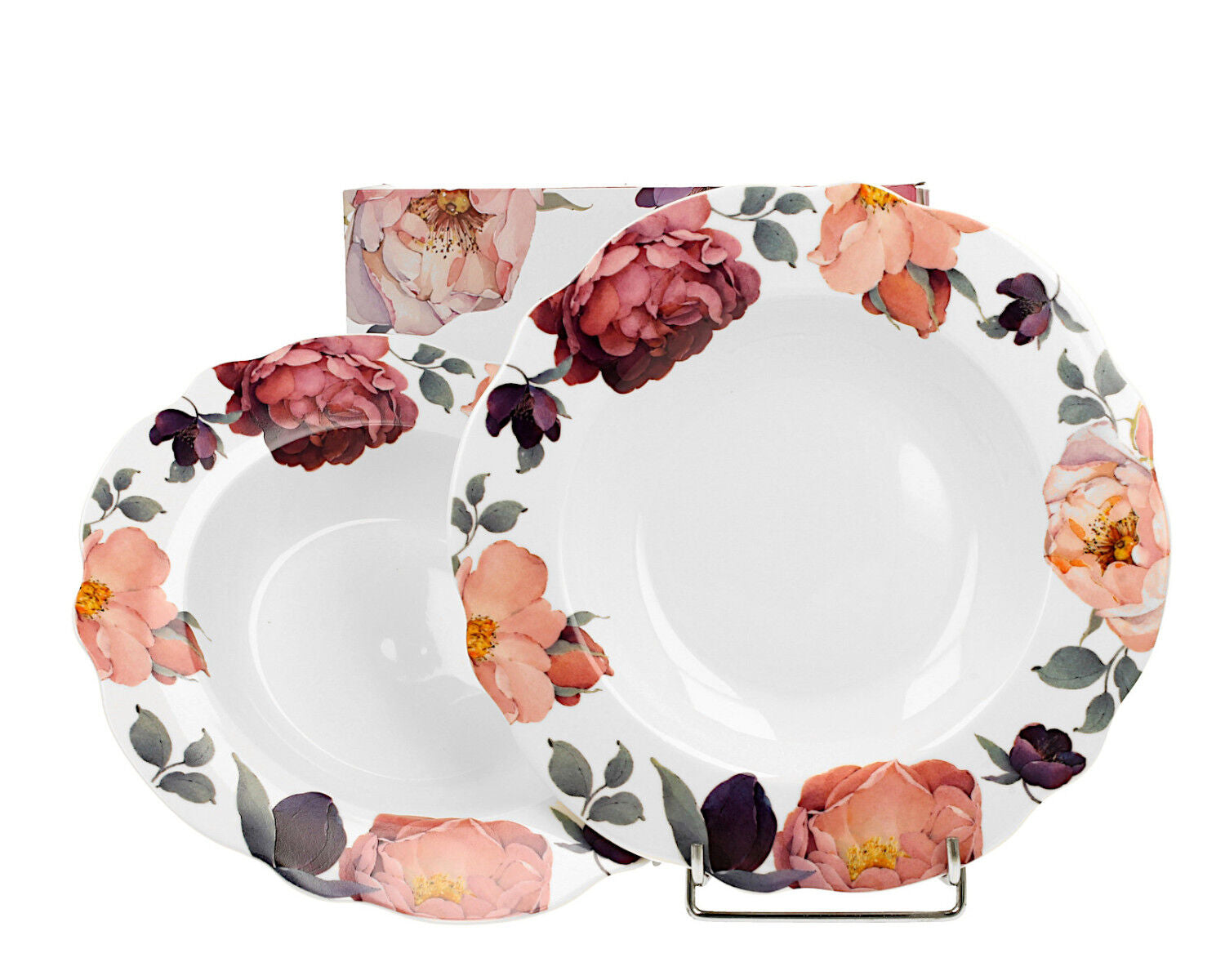 DUO EXCLUSIVE Suppenteller 2er Set SPRING ROSES WHITE aus New Bone China Porzellan – Bild 3
