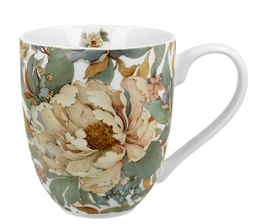 DUO FLOWERS ROYAL XXL Becher 1000 ml PEONY WHITE (Pfingstrose) New Bone China Porzellan