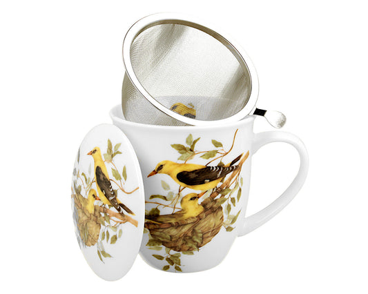 DUO World of Birds 400 ml Becher mit Teesieb EURASIAN GOLDEN ORIOLE New Bone China Porzellan – Bild 3