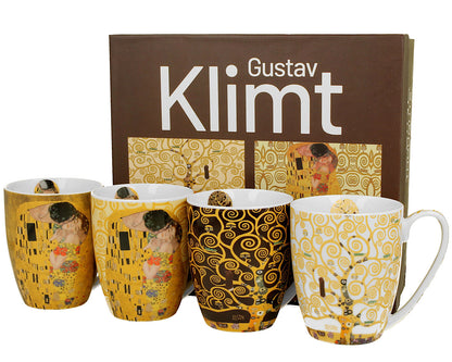 DUO ART GALLERY 4er-Set klassische Becher 360 ml inspired by Gustav Klimt New Bone China Porzellan – Bild 2