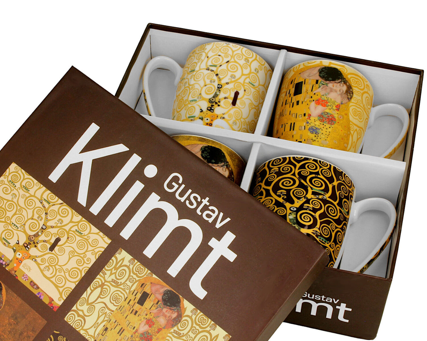 DUO ART GALLERY 4er-Set klassische Becher 360 ml inspired by Gustav Klimt New Bone China Porzellan – Bild 3