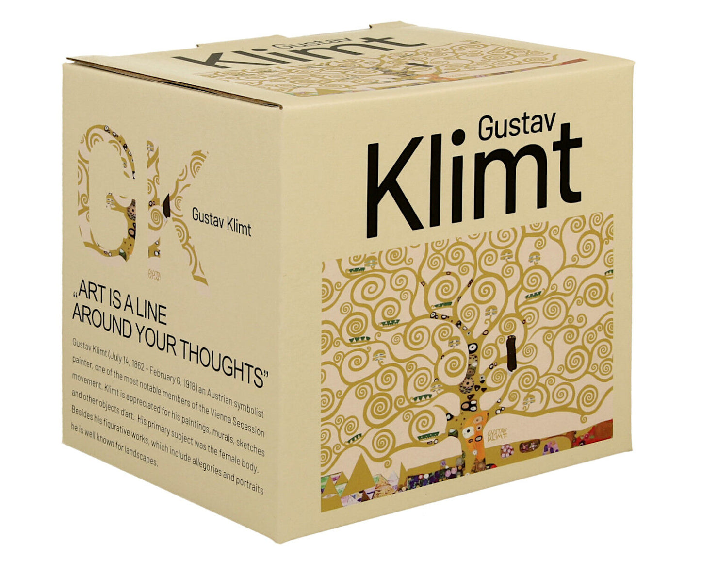 DUO ART GALLERY Becher 430 ml mit Teesieb TREE OF LIFE ECRU inspired by Gustav Klimt New Bone China Porzellan – Bild 5
