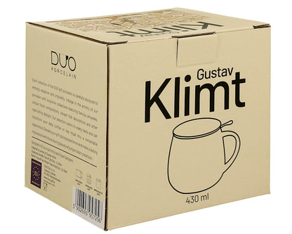DUO ART GALLERY Becher 430 ml mit Teesieb TREE OF LIFE ECRU inspired by Gustav Klimt New Bone China Porzellan – Bild 4