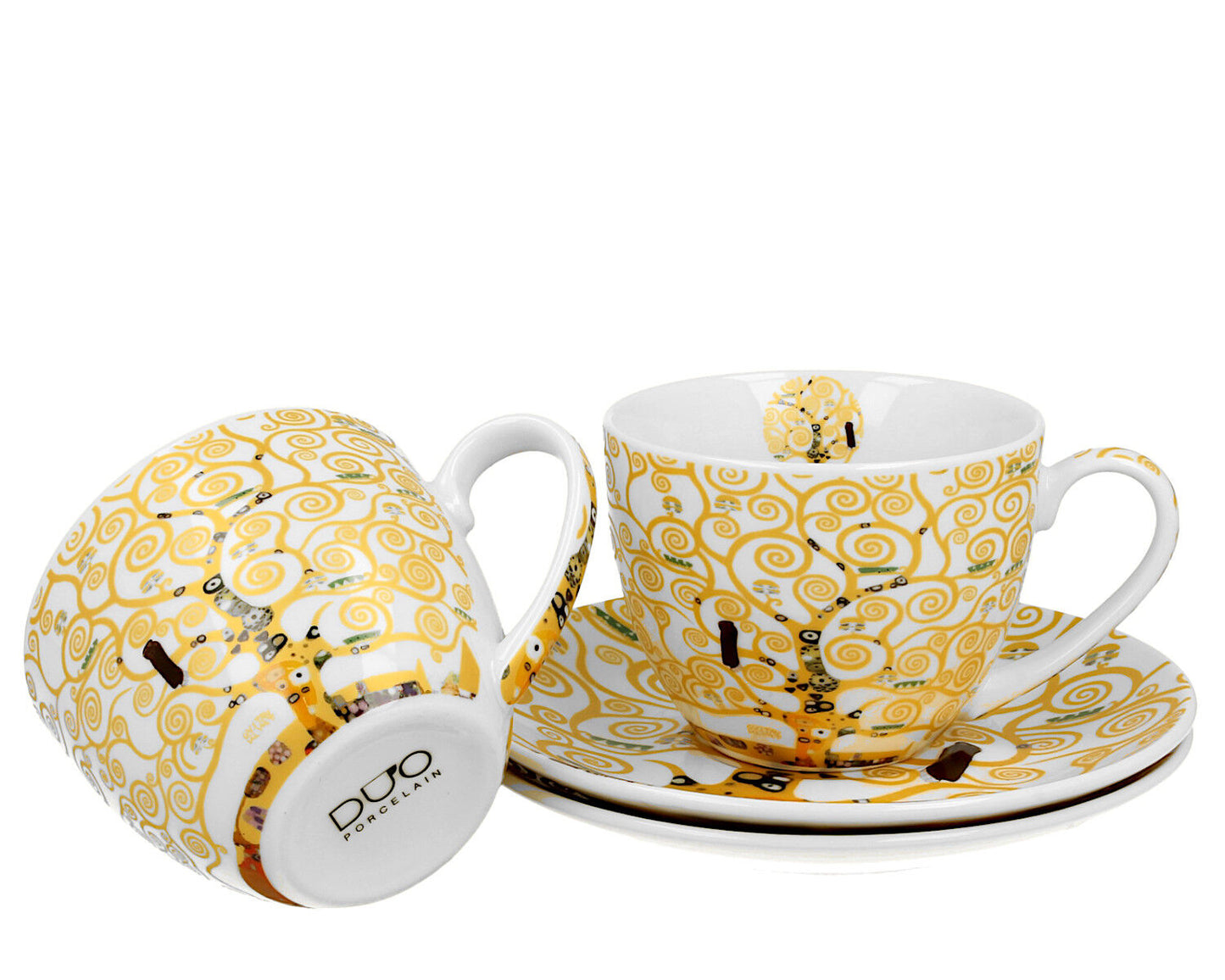 DUO ART GALLERY 2er-Set Tassen 270 ml TREE OF LIFE ECRU inspired by Gustav Klimt, New Bone China Porzellan – Bild 2