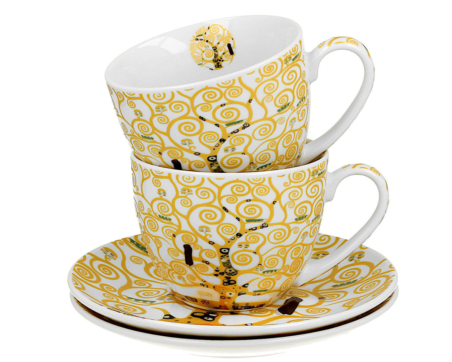 DUO ART GALLERY 2er-Set Tassen 270 ml TREE OF LIFE ECRU inspired by Gustav Klimt, New Bone China Porzellan – Bild 3