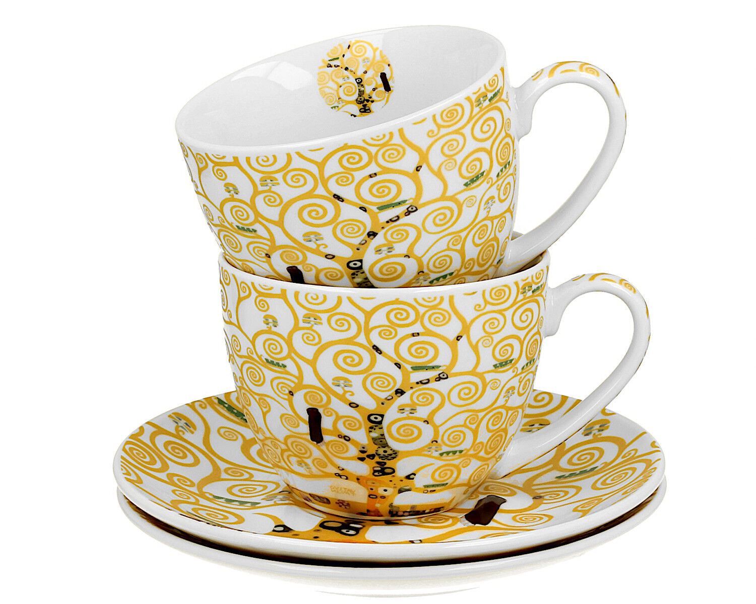 DUO ART GALLERY 2er-Set Tassen 270 ml TREE OF LIFE ECRU inspired by Gustav Klimt, New Bone China Porzellan – Bild 3