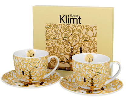 DUO ART GALLERY 2er-Set Tassen 270 ml TREE OF LIFE ECRU inspired by Gustav Klimt, New Bone China Porzellan – Bild 4