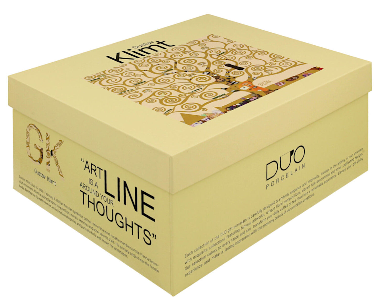DUO ART GALLERY 2er-Set Tassen 270 ml TREE OF LIFE ECRU inspired by Gustav Klimt, New Bone China Porzellan – Bild 6