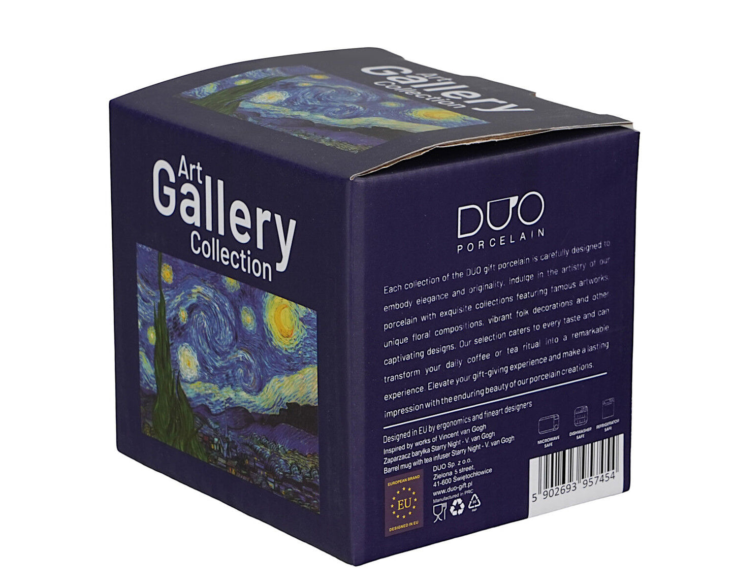 DUO ART GALLERY Fassbecher 430 ml mit Teesieb STARRY NIGHT inspired by Van Gogh, New Bone China Porzellan – Bild 6