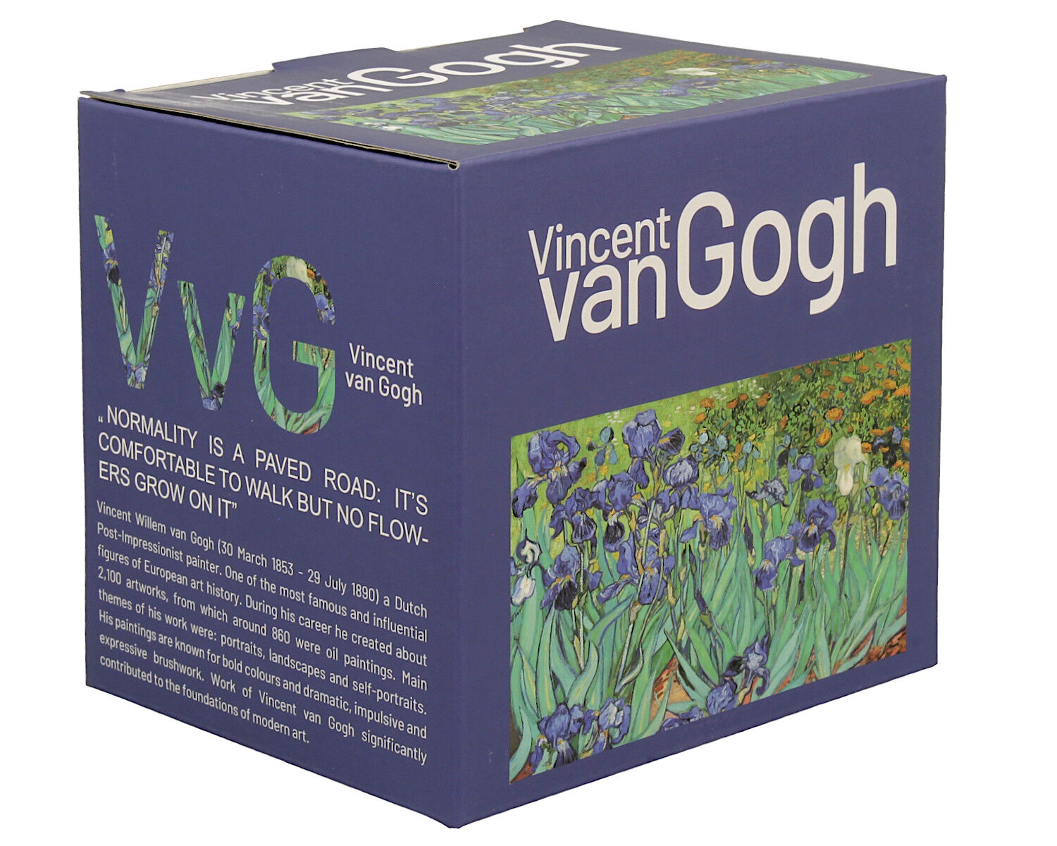 DUO ART GALLERY Fassbecher 430 ml mit Teesieb IRISES inspired by Van Gogh, New Bone China Porzellan – Bild 4