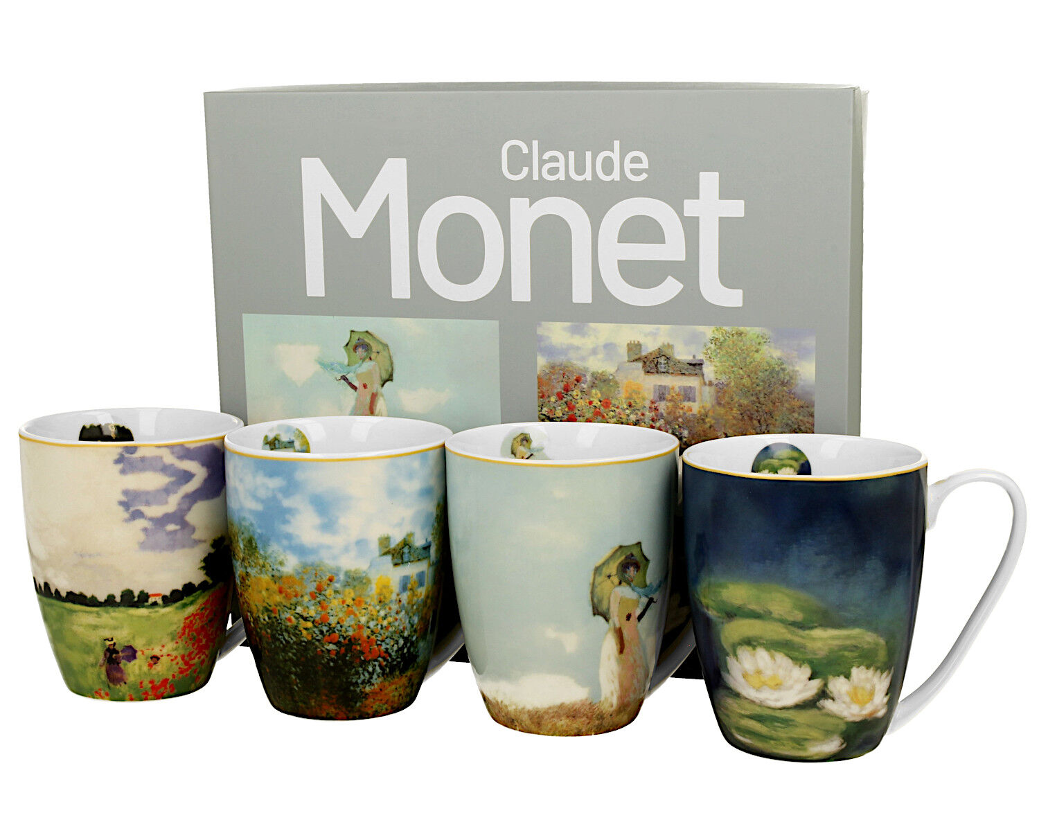 DUO ART GALLERY 4er-Set klassische Becher 360 ml inspired by Monet New Bone China Porzellan – Bild 2