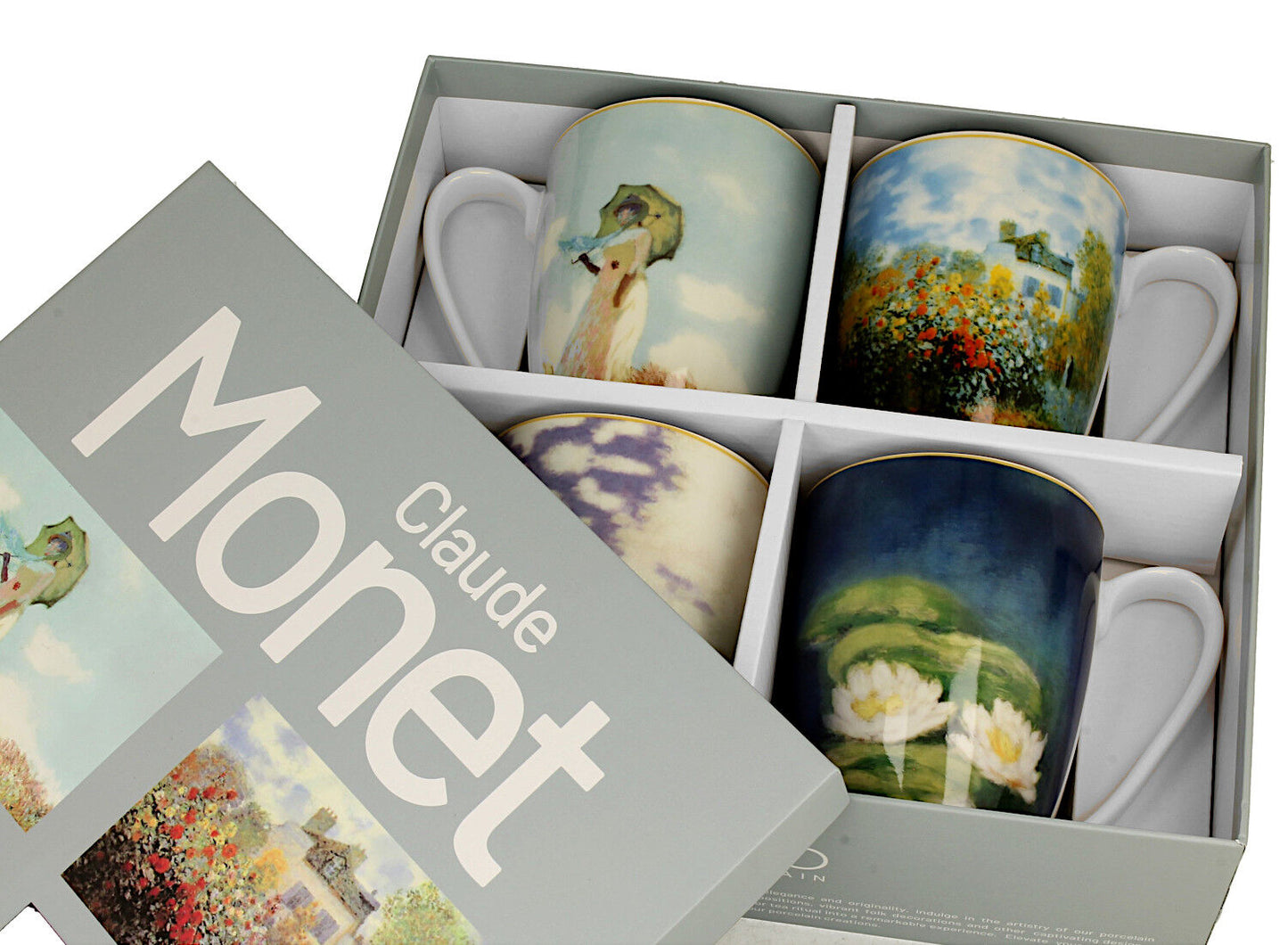 DUO ART GALLERY 4er-Set klassische Becher 360 ml inspired by Monet New Bone China Porzellan – Bild 3