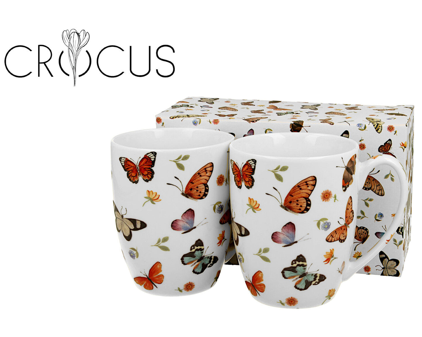 DUO CROCUS Kollektion 2er-Set klassische Becher 350 ml BUTTERFLIES, New Bone China Porzellan – Bild 3