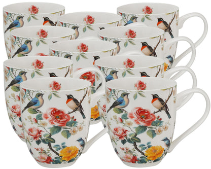 10er SET DUO Flowers Classic XXL Becher 1000 ml APRIL, New Bone China Porzellan